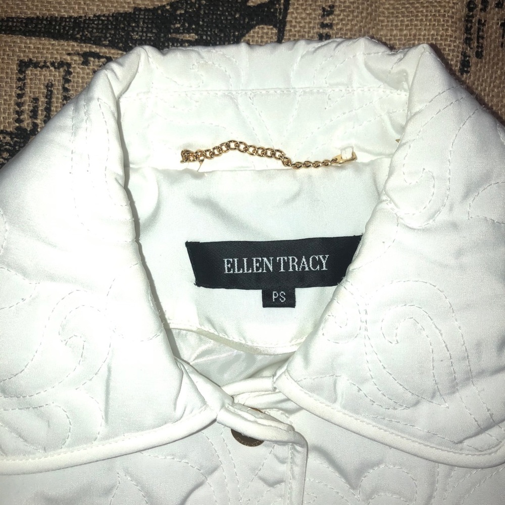 Ellen Tracy White Padded Button Front Jacket - image 3